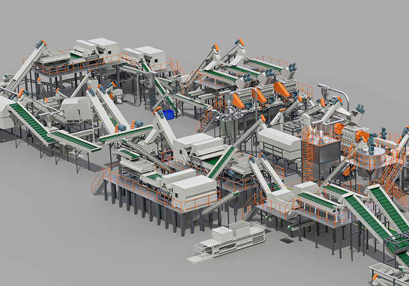 貝爾機(jī)械PET清洗線三維渲染圖制作
